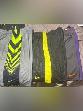 3 Nike Black and Neon Yellow  Mens Athletic Shorts